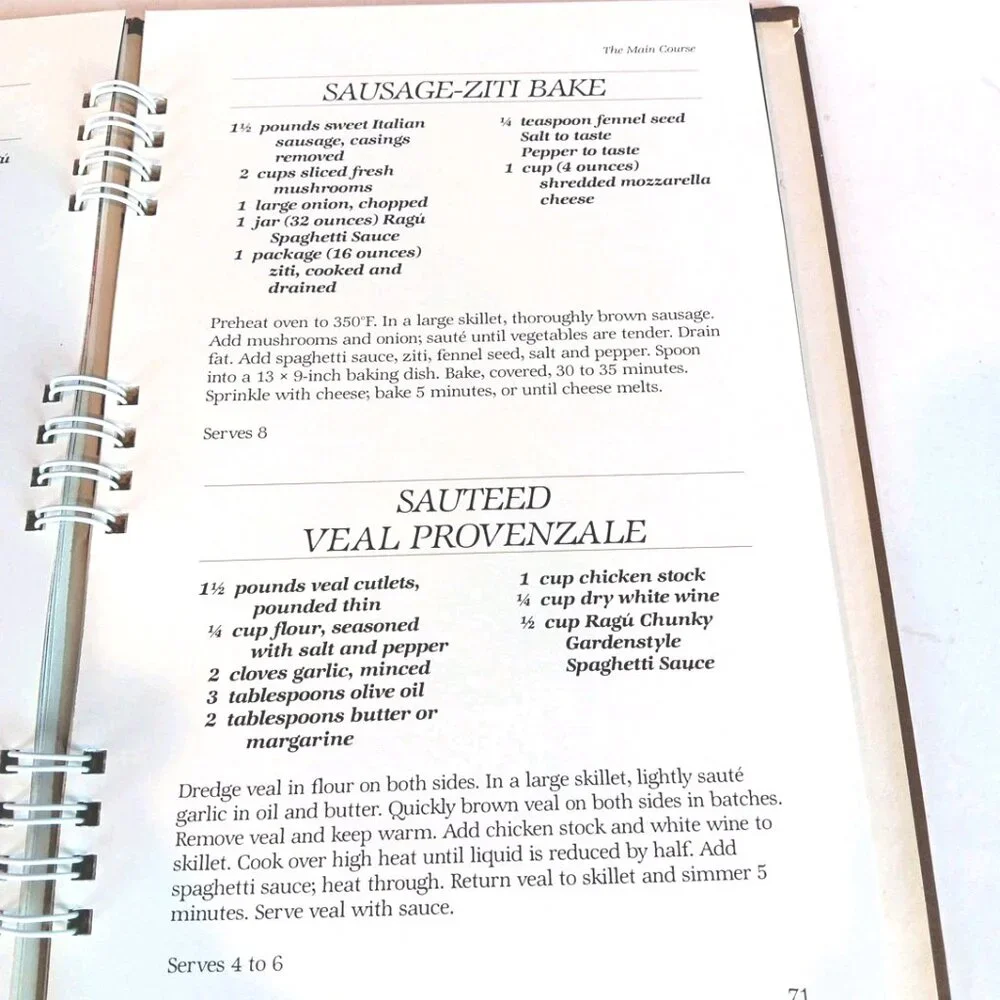 Great Italian Cooking Starts w RAGU by Ragu Foods‎ Staff Spiral Hardcover 1984